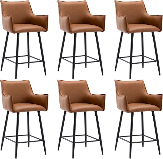 Counter Height Bar Stool Set of 2 with Comfy Back