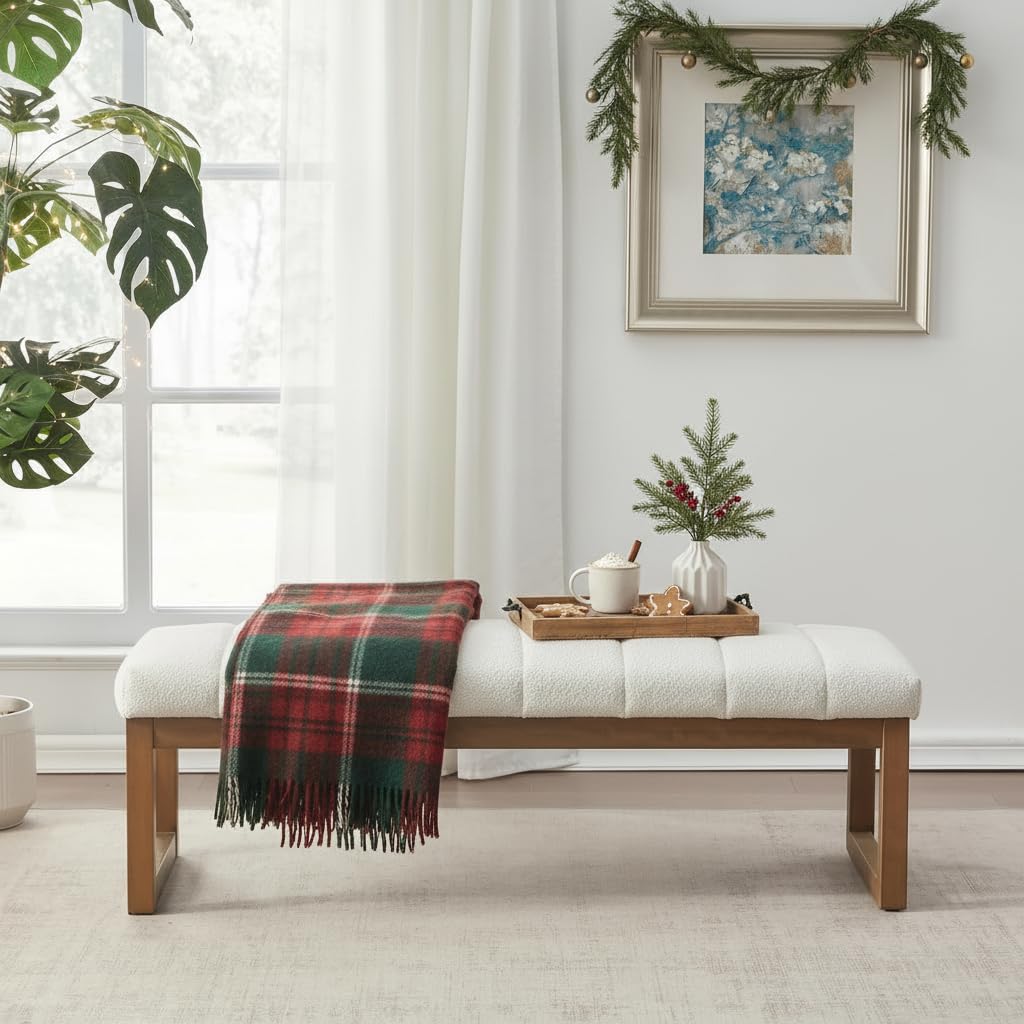 52.7" Upholstered Bedroom Bench with Teddy Fabric