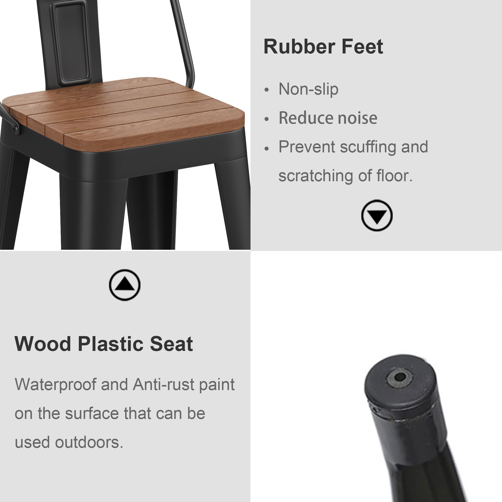 26" Outdoor Metal Bar Stools Set of 4