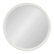28 Inch Round White Beaded Wall Mirror