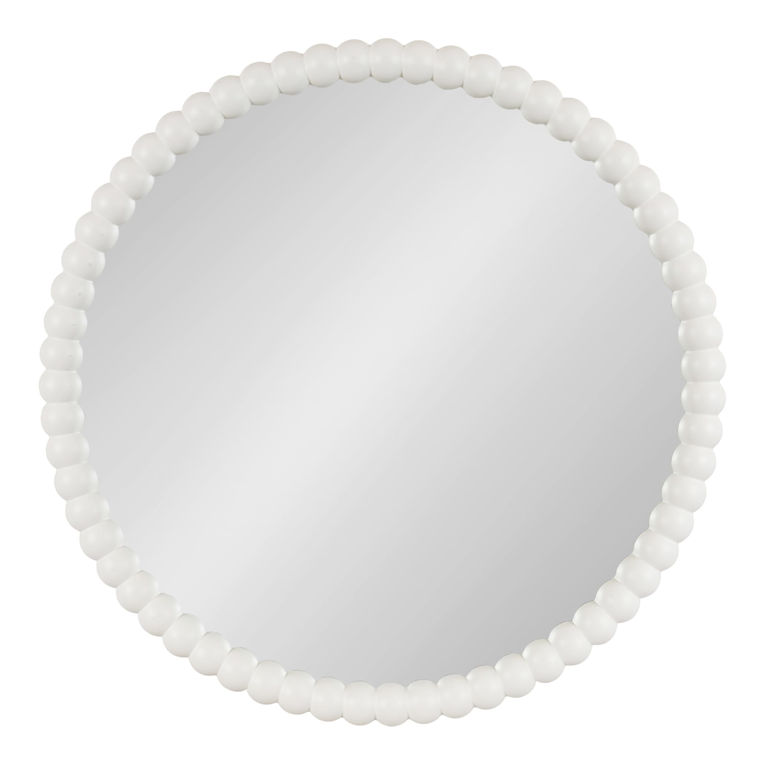 28 Inch Round White Beaded Wall Mirror