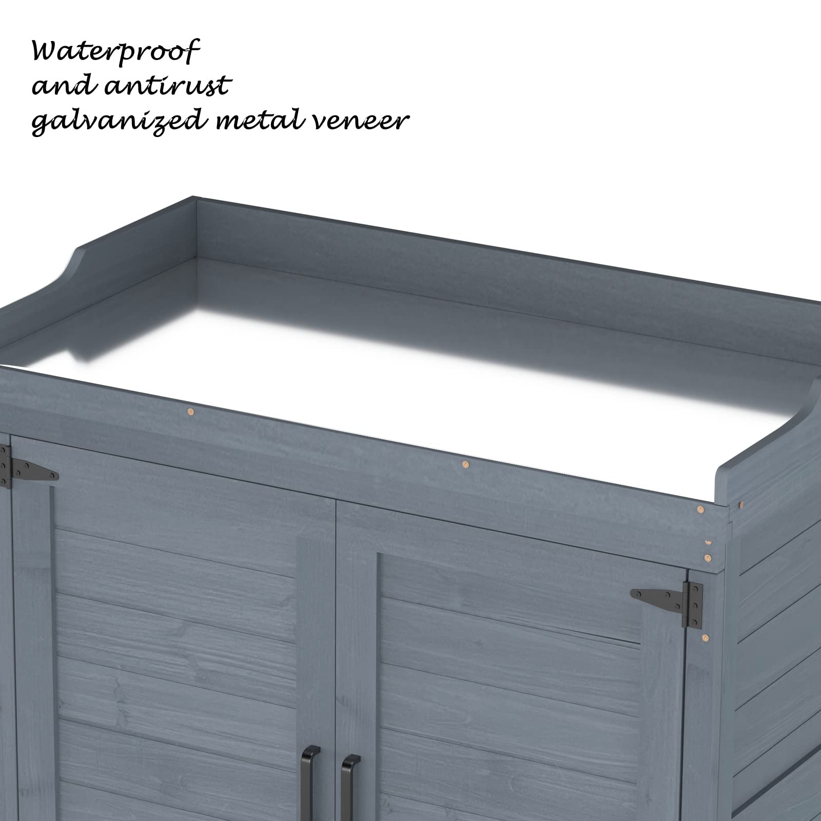 Wooden Outdoor Storage Cabinet with Potting Bench