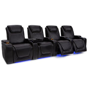Paladin Home Theater Seating - Heat & Massage, Powered Headrest & Lumbar, Italian Leather, Row of 4