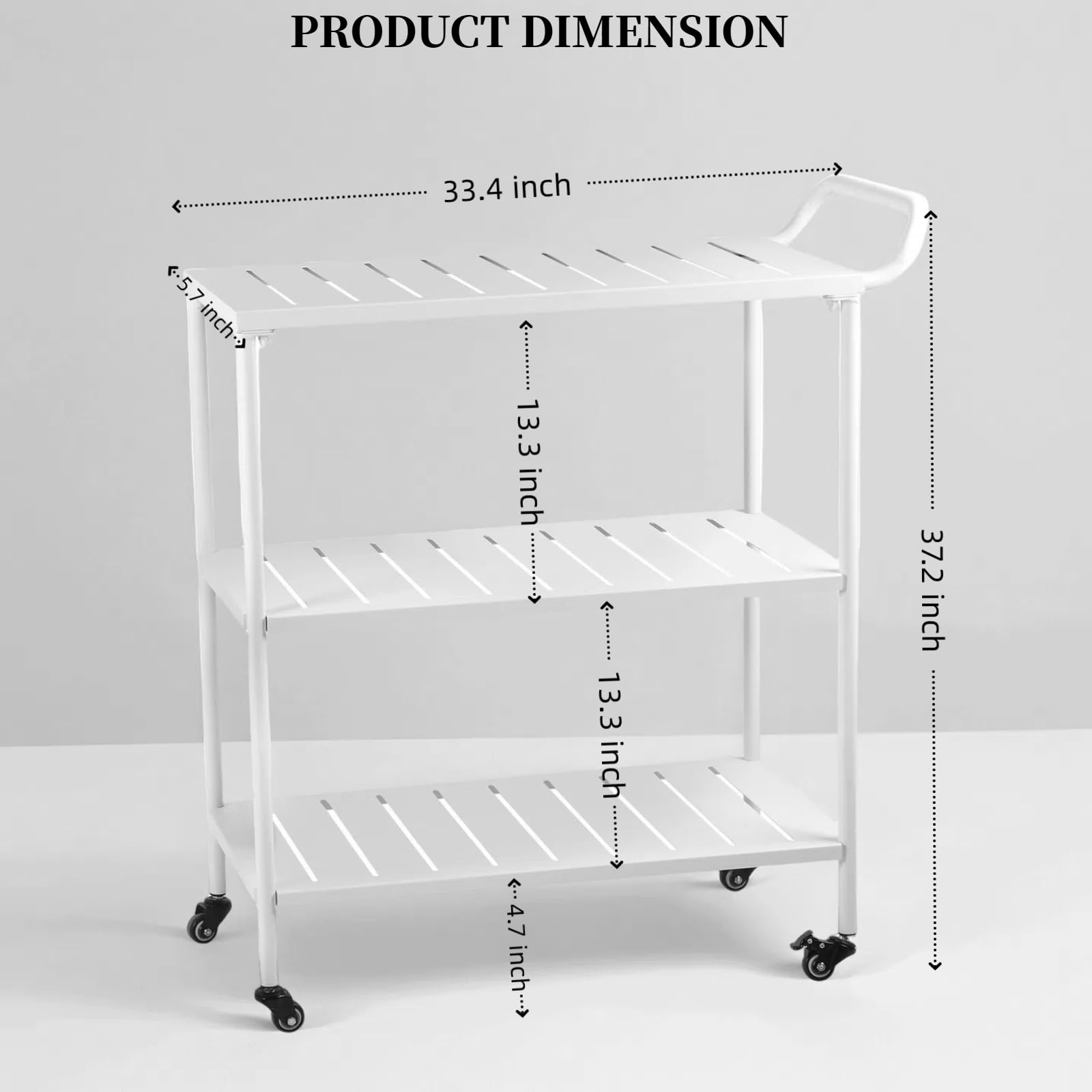 3-Tier Metal Rolling Bar Cart with Lockable Wheels