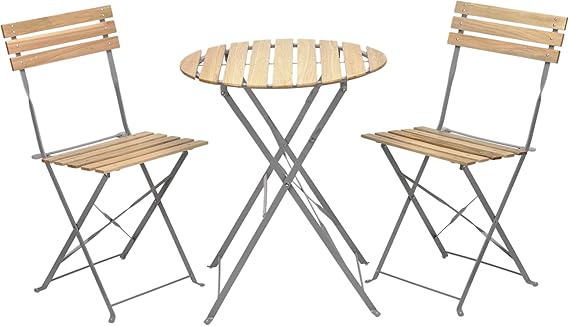 3-Piece Folding Bistro Set with Table and 2 Chairs