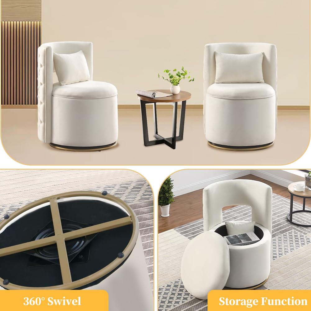 Velvet Swivel Accent Chair with Storage