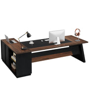 78-Inch L-Shaped Executive Desk with Drawers and File Cabinet