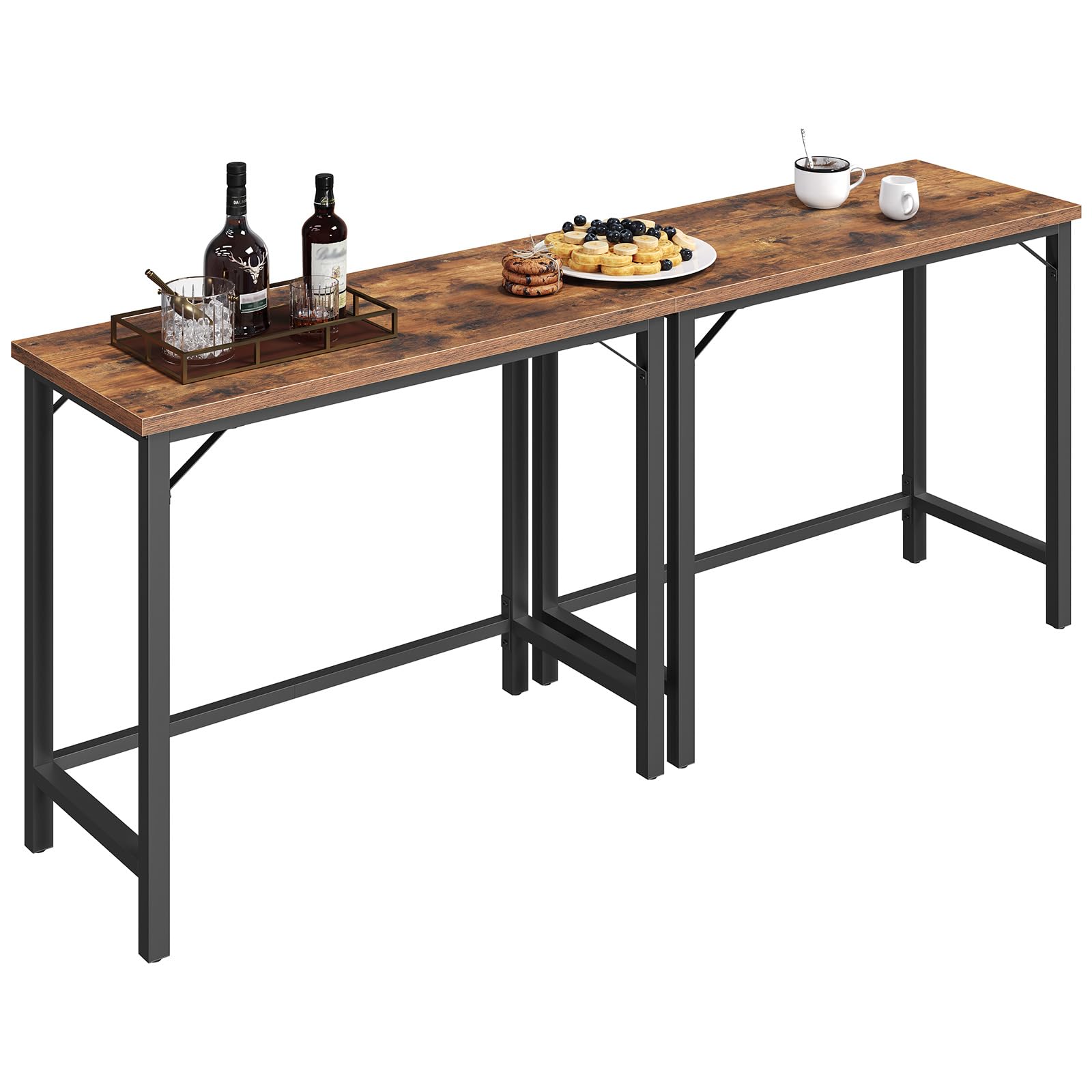63-Inch Narrow Bar Table with Metal Frame