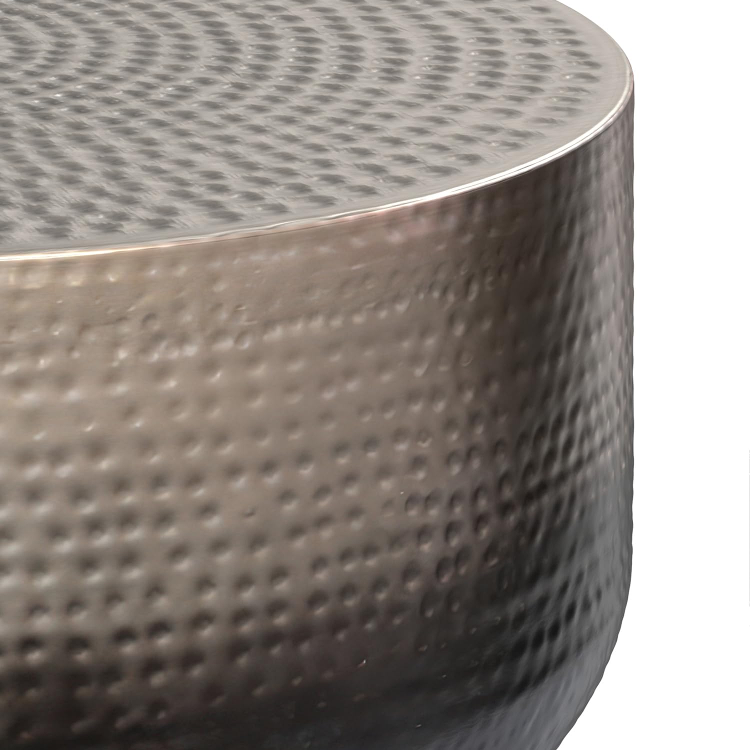 Nova Drum Coffee Table - 36 Inch Wide Metal Accent Table Silver Ombre