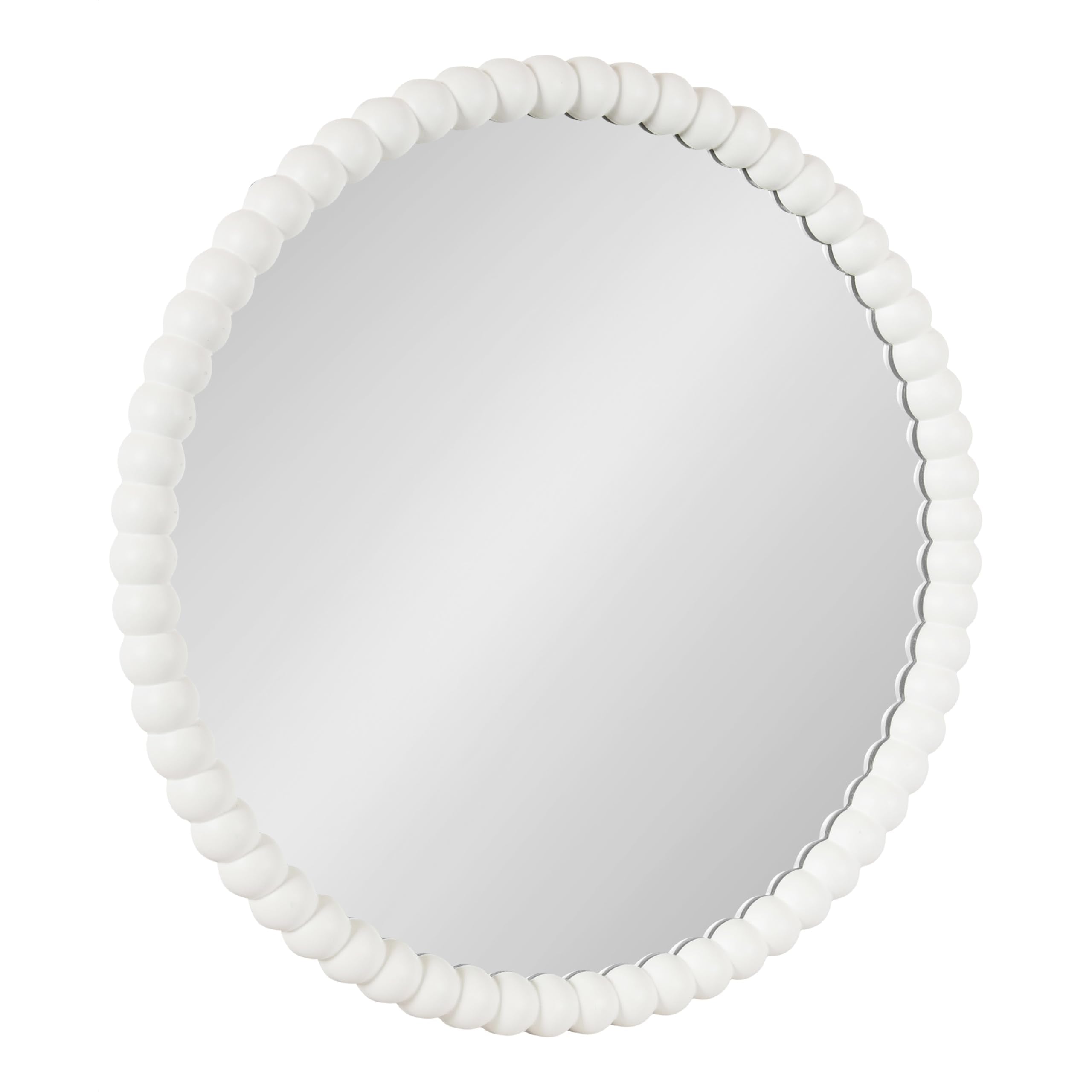 28 Inch Round White Beaded Wall Mirror