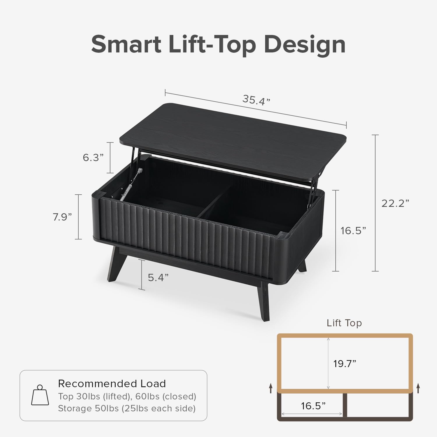 Brooklyn Lift Top Coffee Table with Hidden Storage
