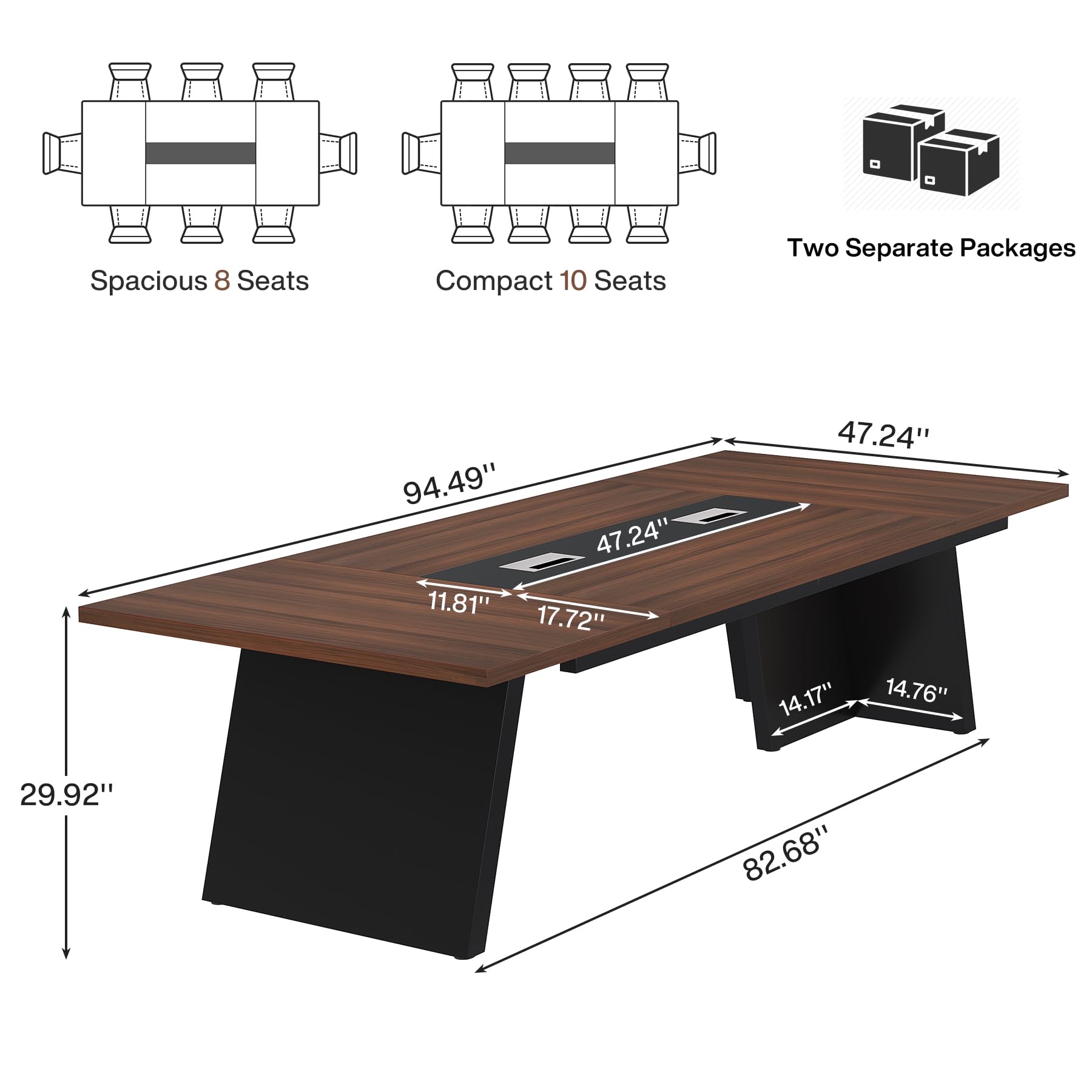 8ft Conference Table with Cable Management
