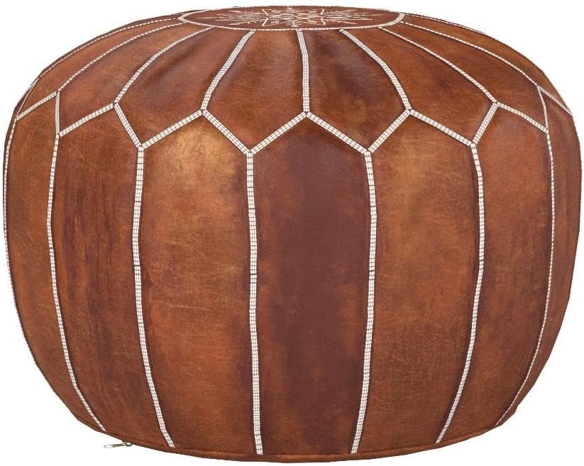 Handmade Moroccan Leather Pouf Ottoman
