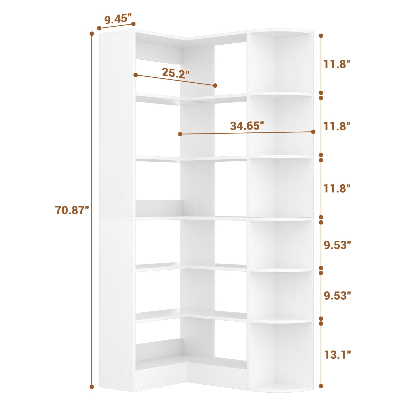 7-Tier Corner Bookshelf with Baffle