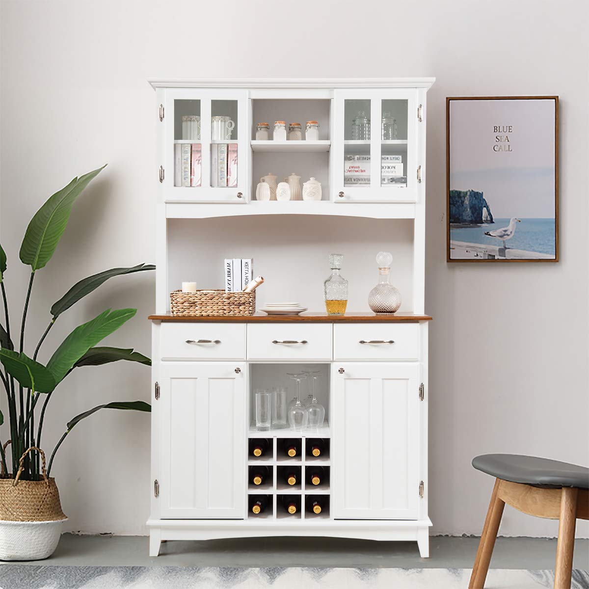 Buffet Hutch Cabinet with Wine Storage