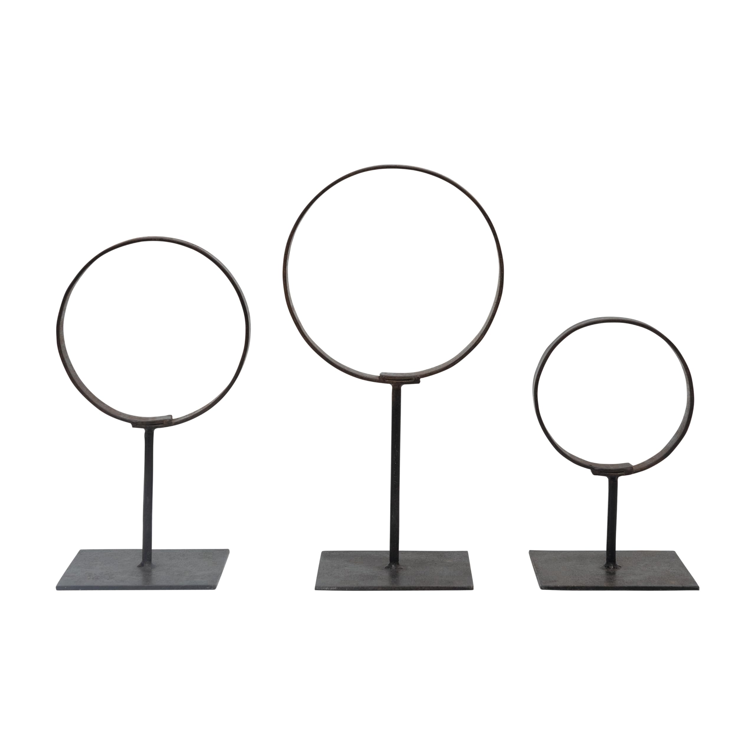 Decorative Metal Rings on Stands Set of 3