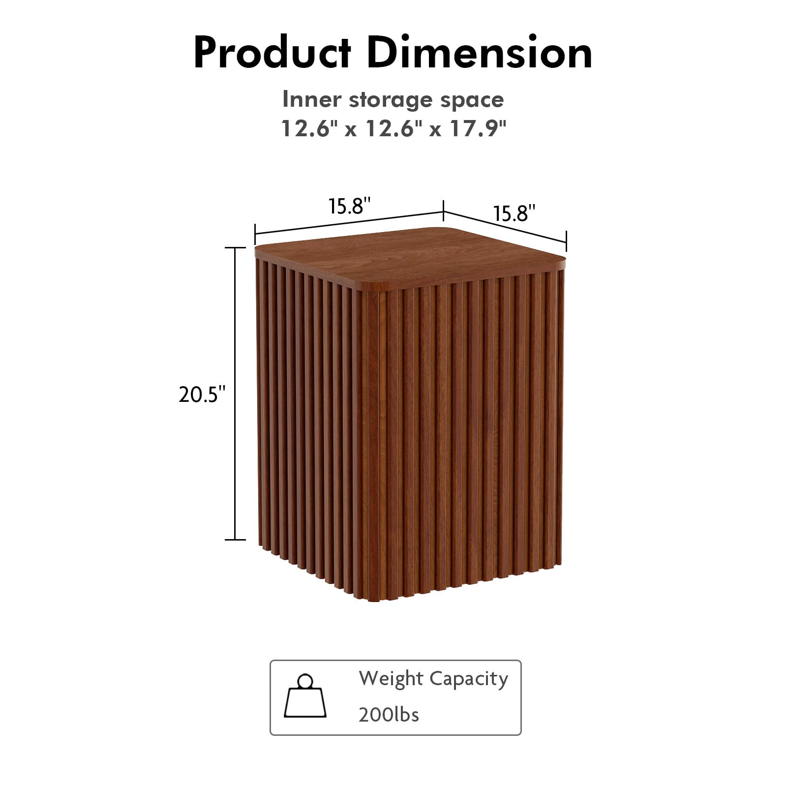 Set of 2 Fluted Side Table with Storage-Small Square End Table with Solid Wood Veneer Top, Accent Table Modern Farmhouse Pedestal Drink Table for Couch Sofa Living Room, Rustic Brown