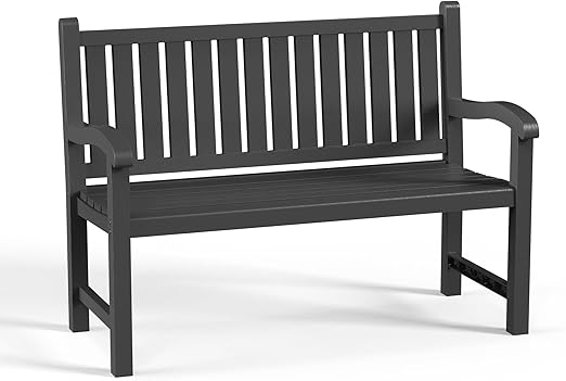 Waterproof Outdoor Resin Bench 2-Person Grey