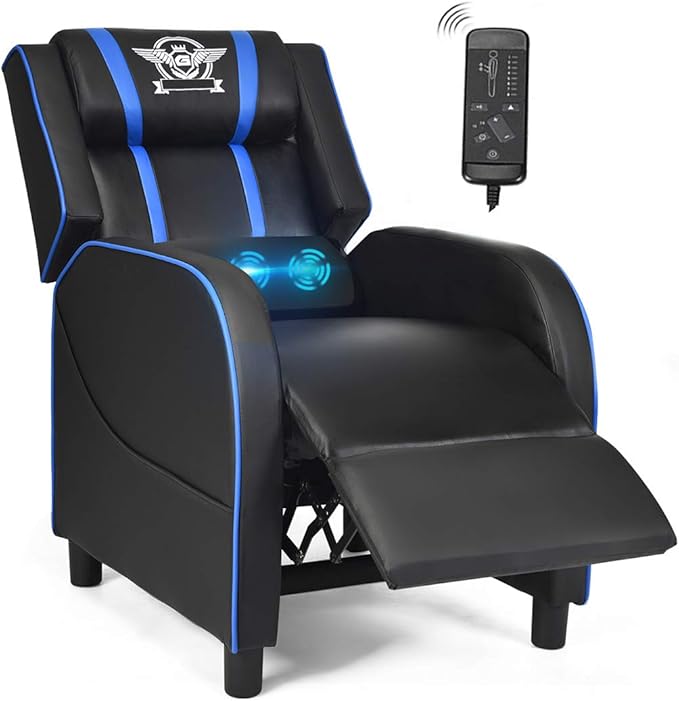 Gaming Recliner Chair with Massage and Footrest