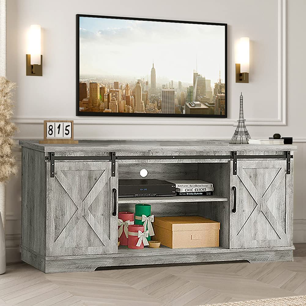 65 Inch Farmhouse TV Stand with Storage and Barn Doors