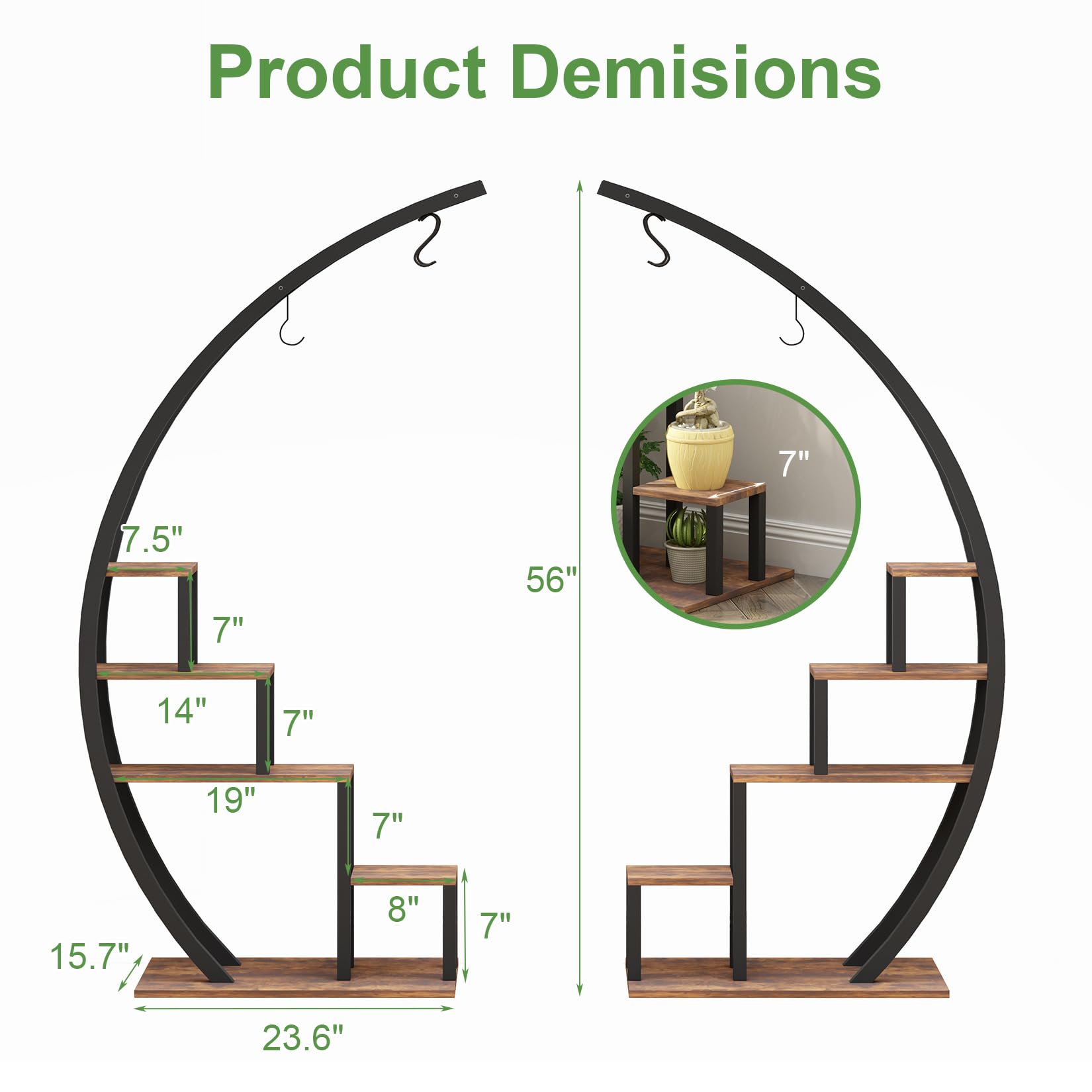 5 Tier Half Moon Plant Stand 2 Pack