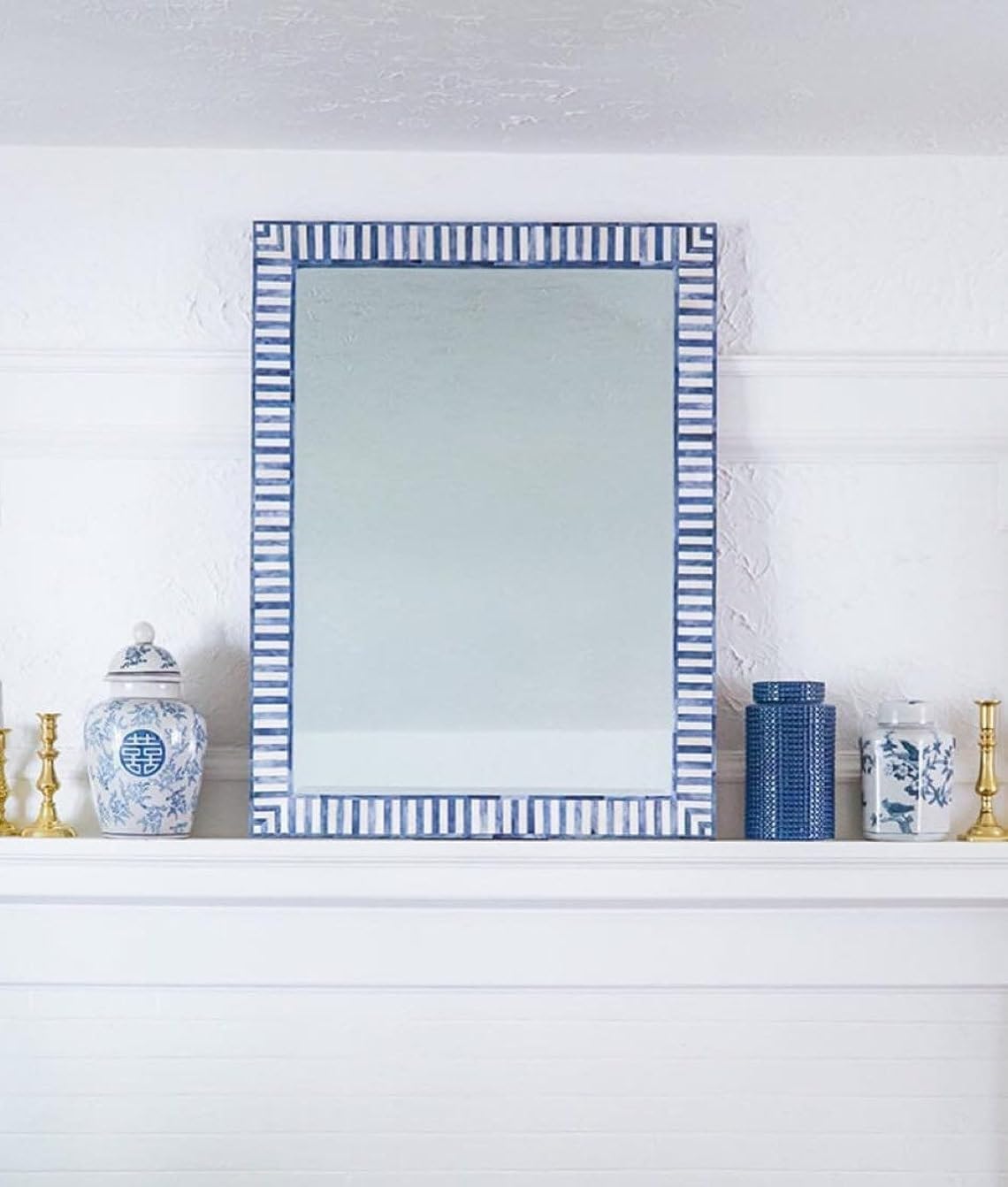 Bone Inlay Striped Wall Mirror