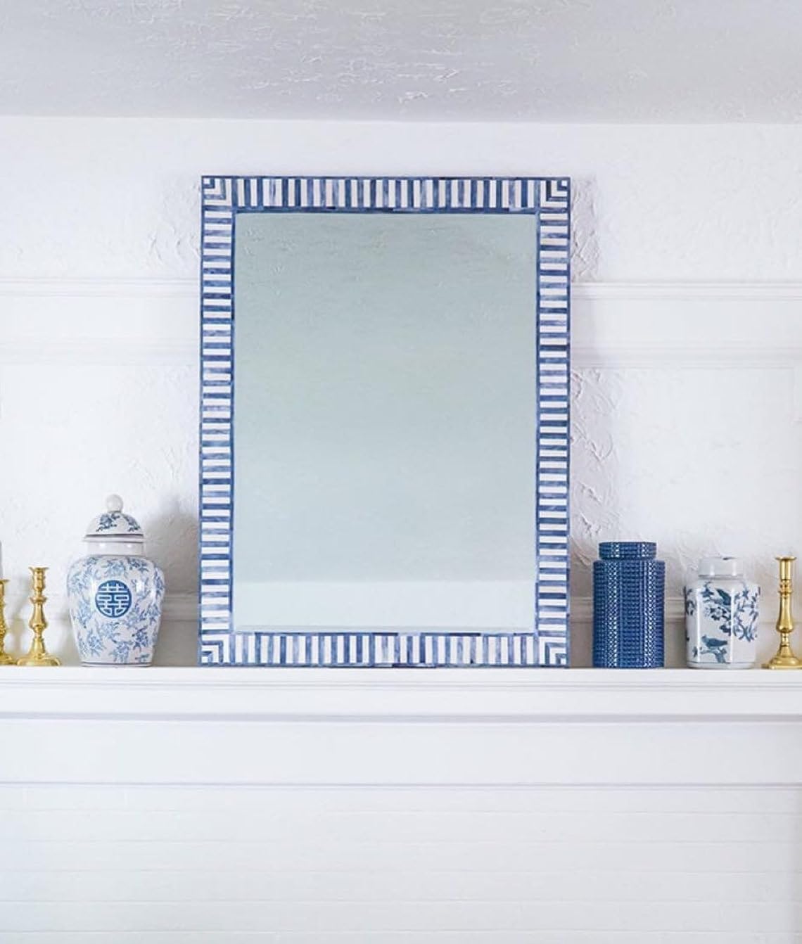 Bone Inlay Striped Wall Mirror