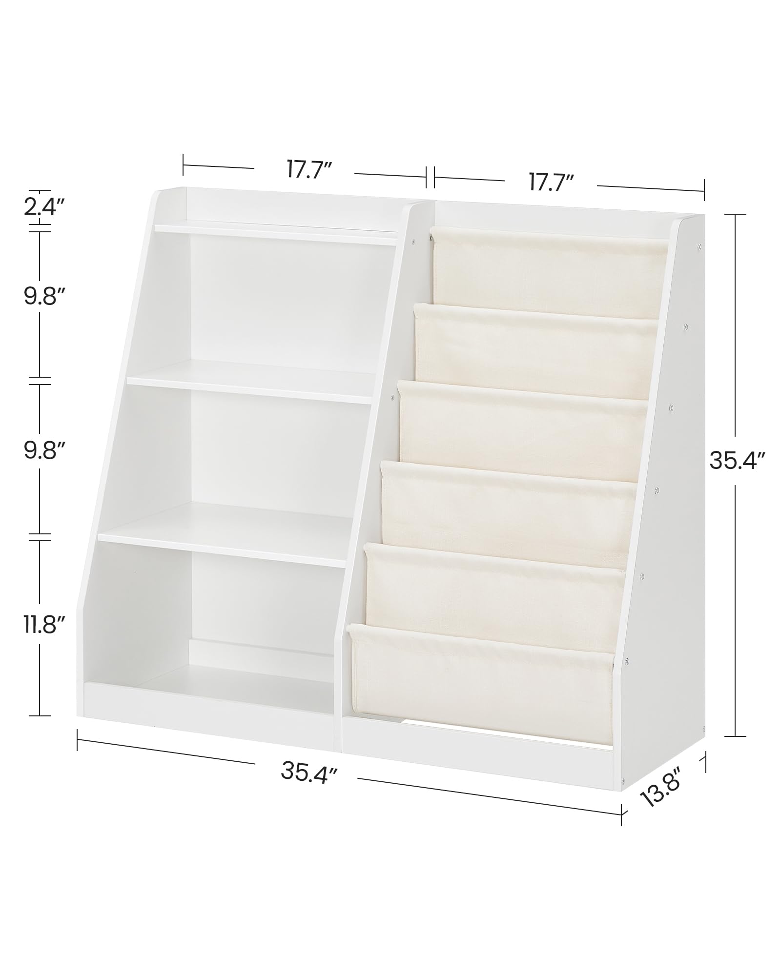 35.4" Kids Bookshelf and Toy Storage Organizer