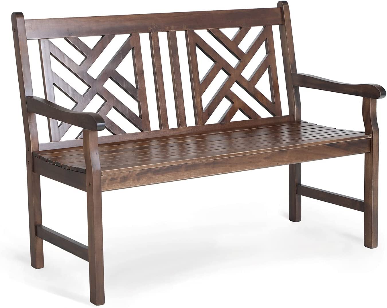 Outdoor Acacia Wood Garden Bench with Backrest