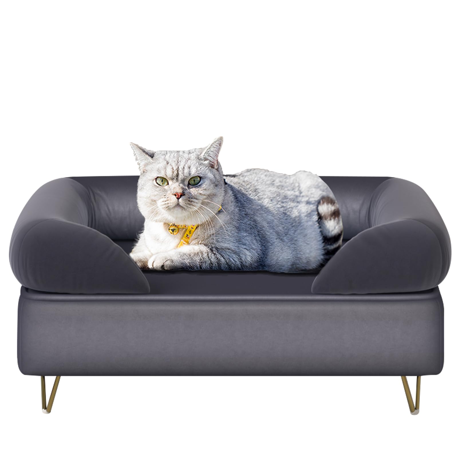 Velvet Pet Sofa Bed with Wooden Frame