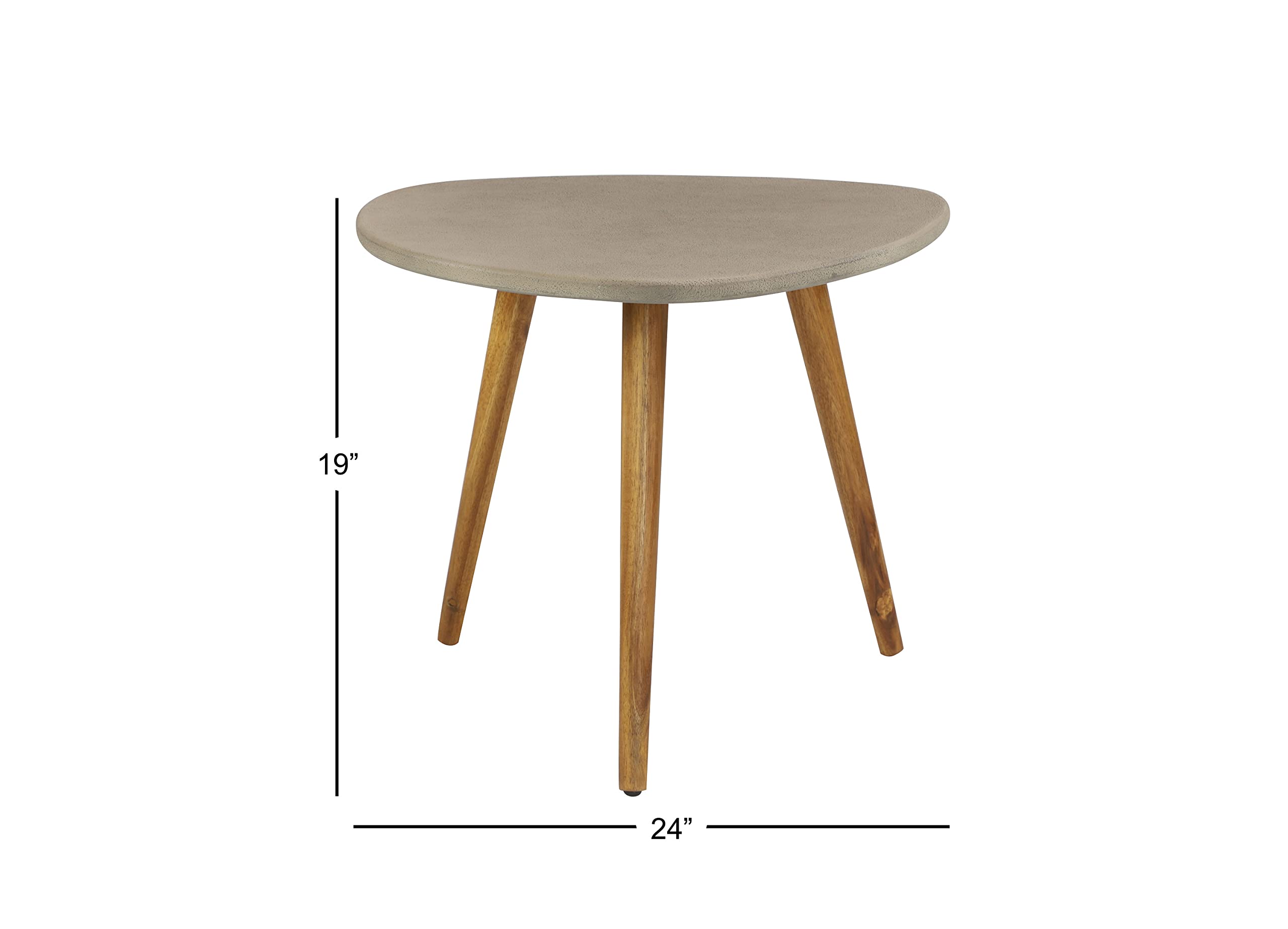 Outdoor Accent Table with Concrete Top and Tripod Legs