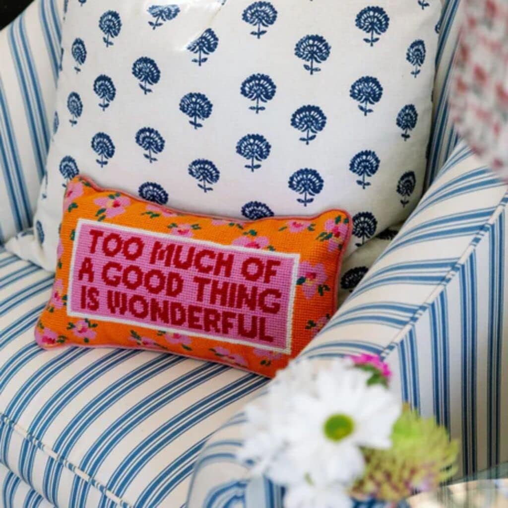 Needlepoint Decorative Throw Pillow - Coral - 8" x 14"