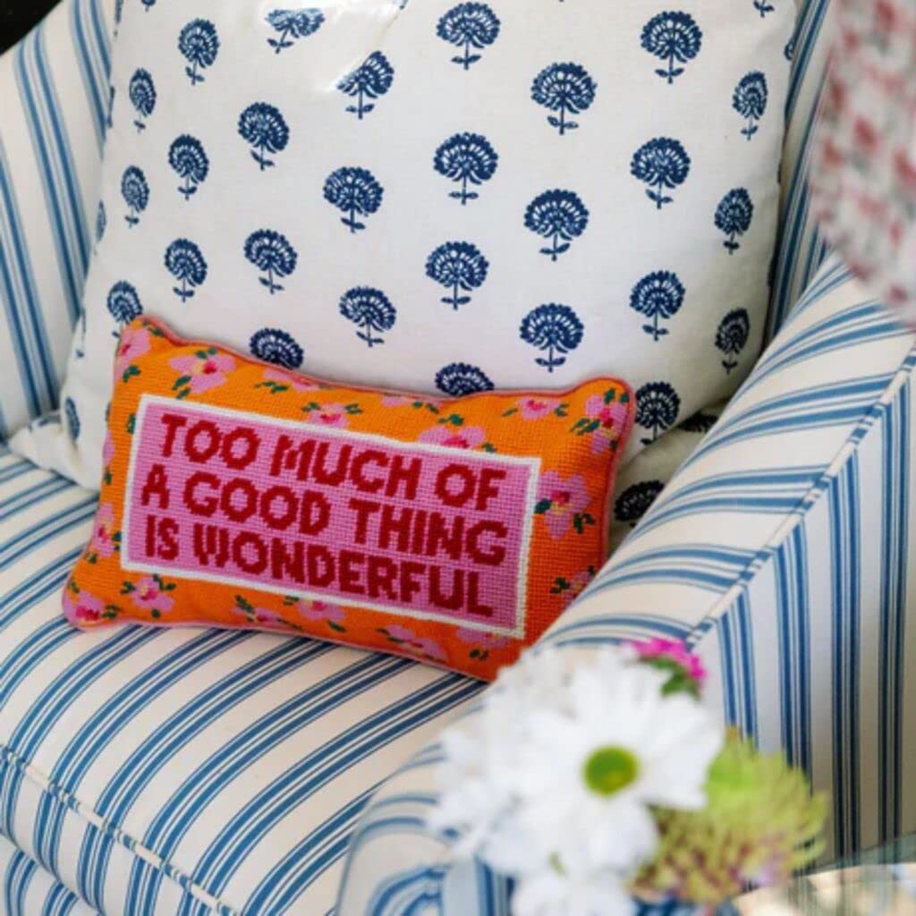 Needlepoint Decorative Throw Pillow - Coral - 8" x 14"