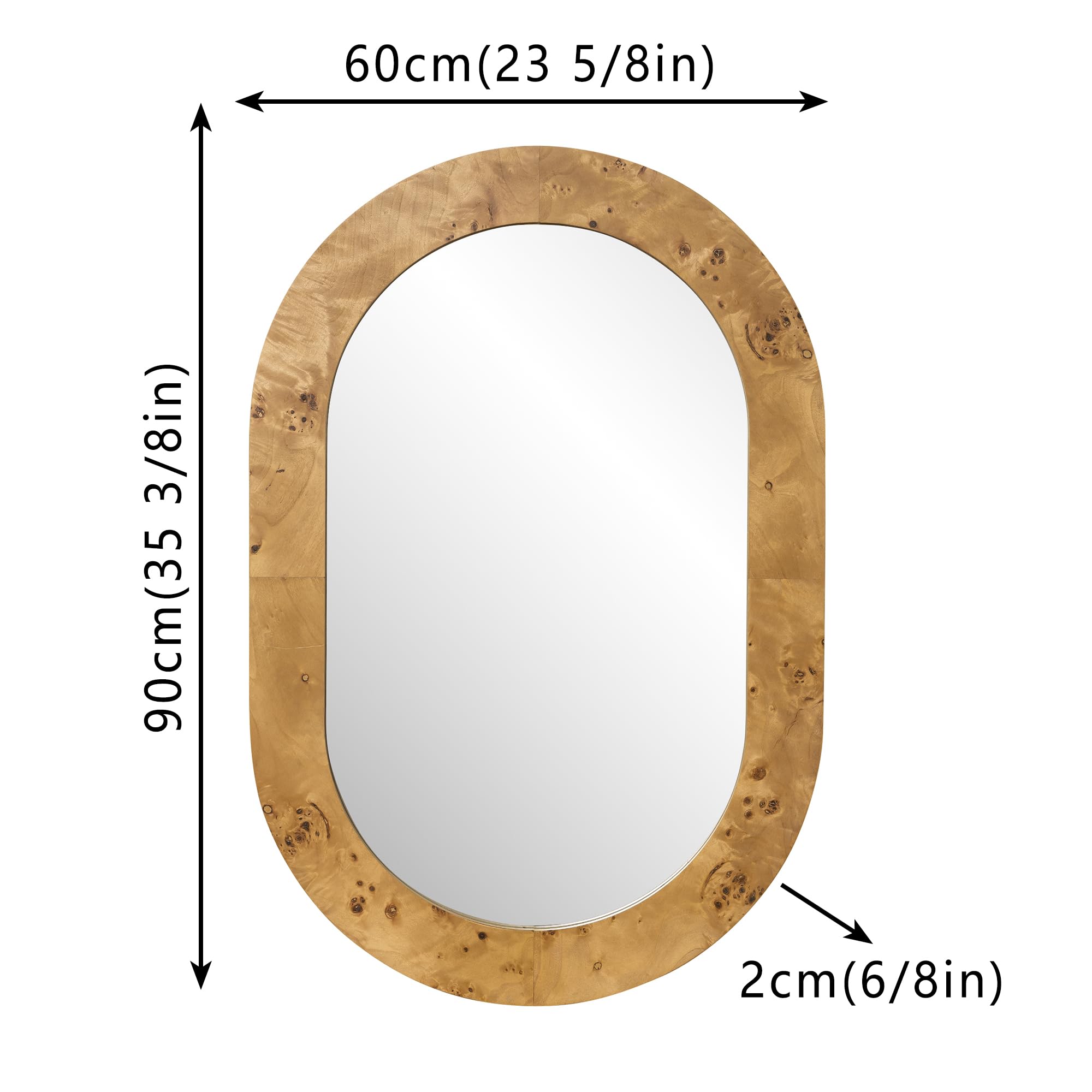 Oval Burlwood Wall Mirror