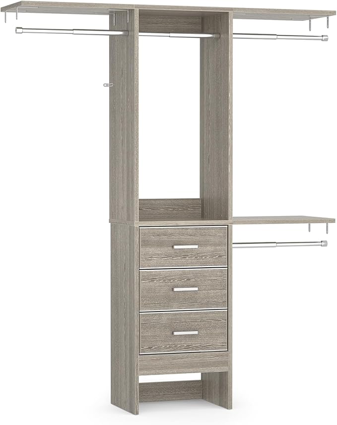 4ft Closet Organizer System with 3 Fabric Drawers and Adjustable Shelves