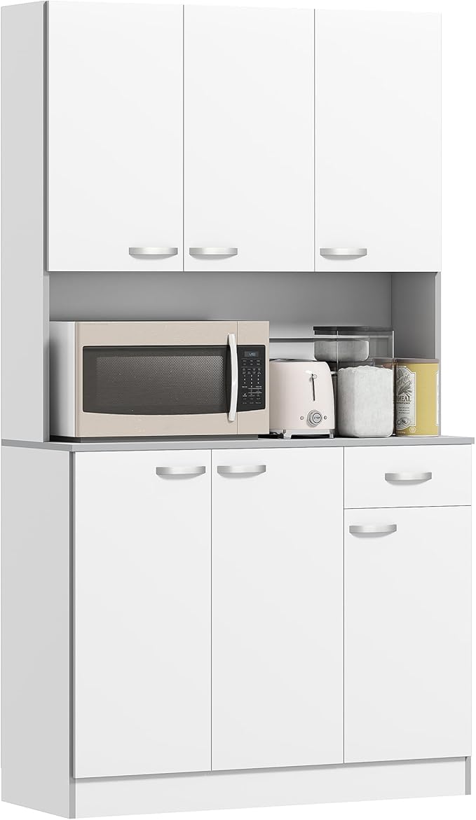 Kitchen Pantry Cabinet with Microwave Stand