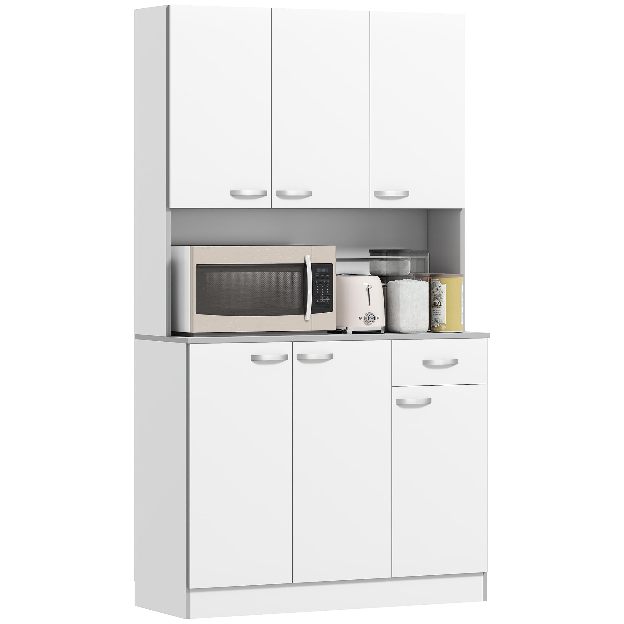 Kitchen Pantry Cabinet with Microwave Stand