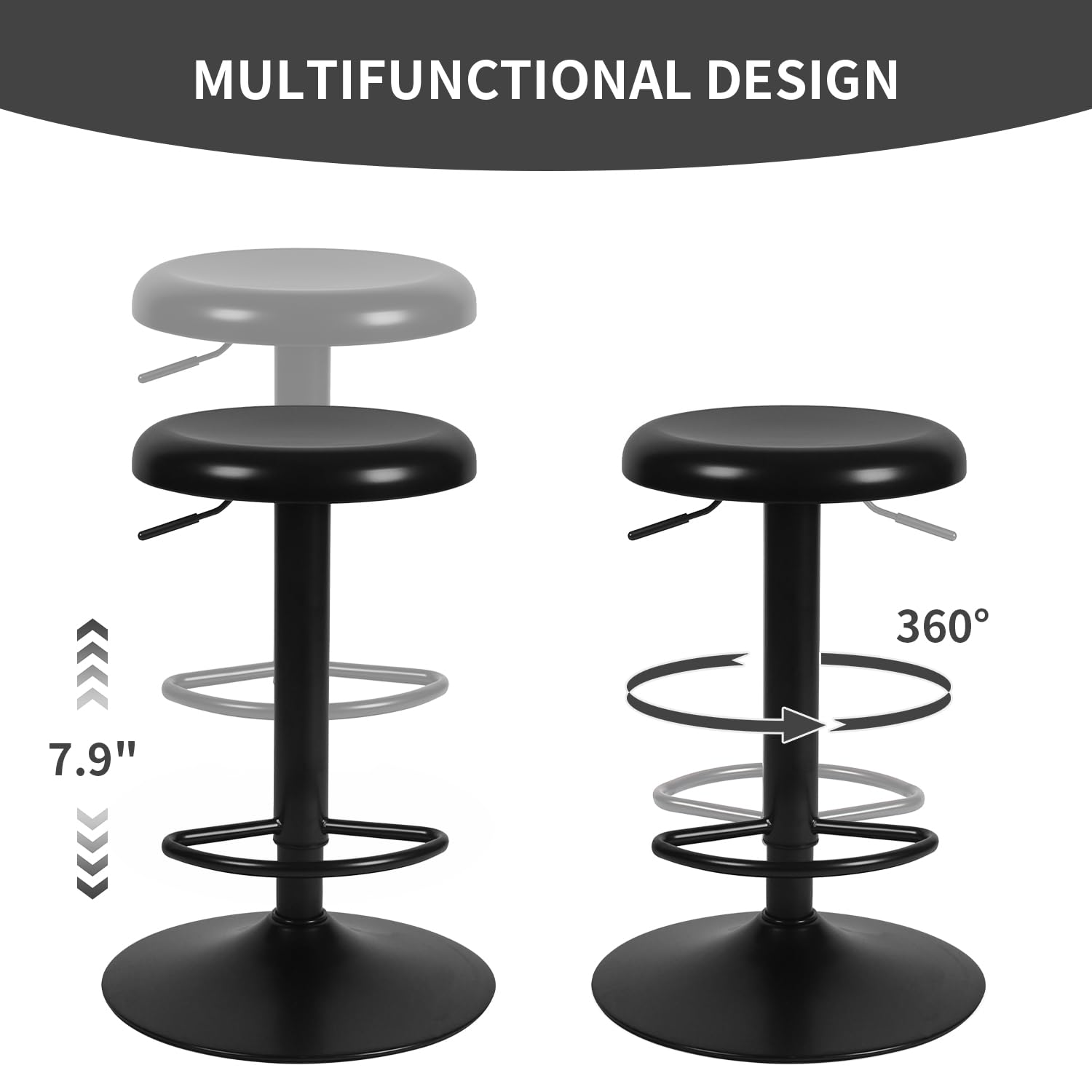 Adjustable Swivel Bar Stools Set of 2