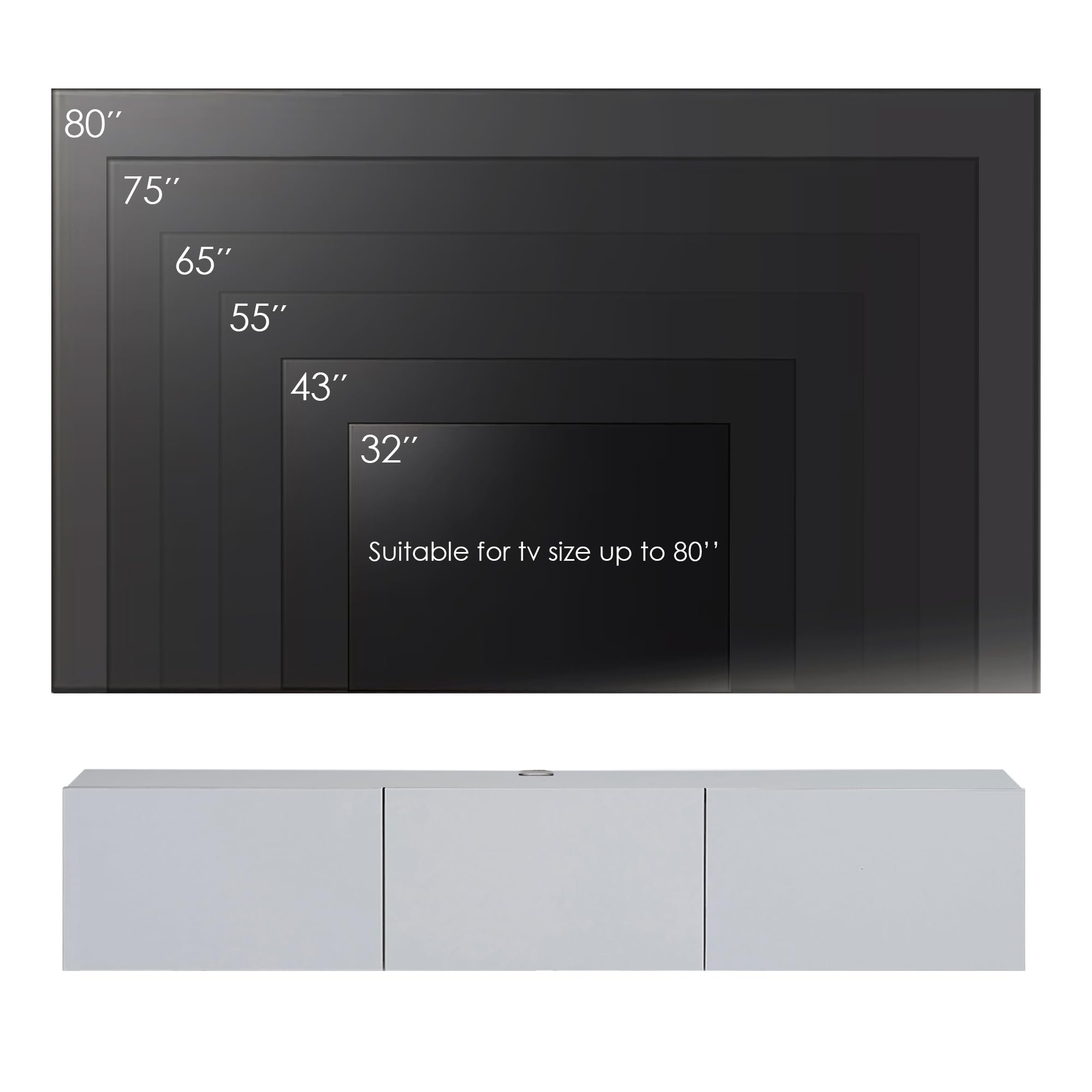 Modern Floating TV Stand White 63 Inch