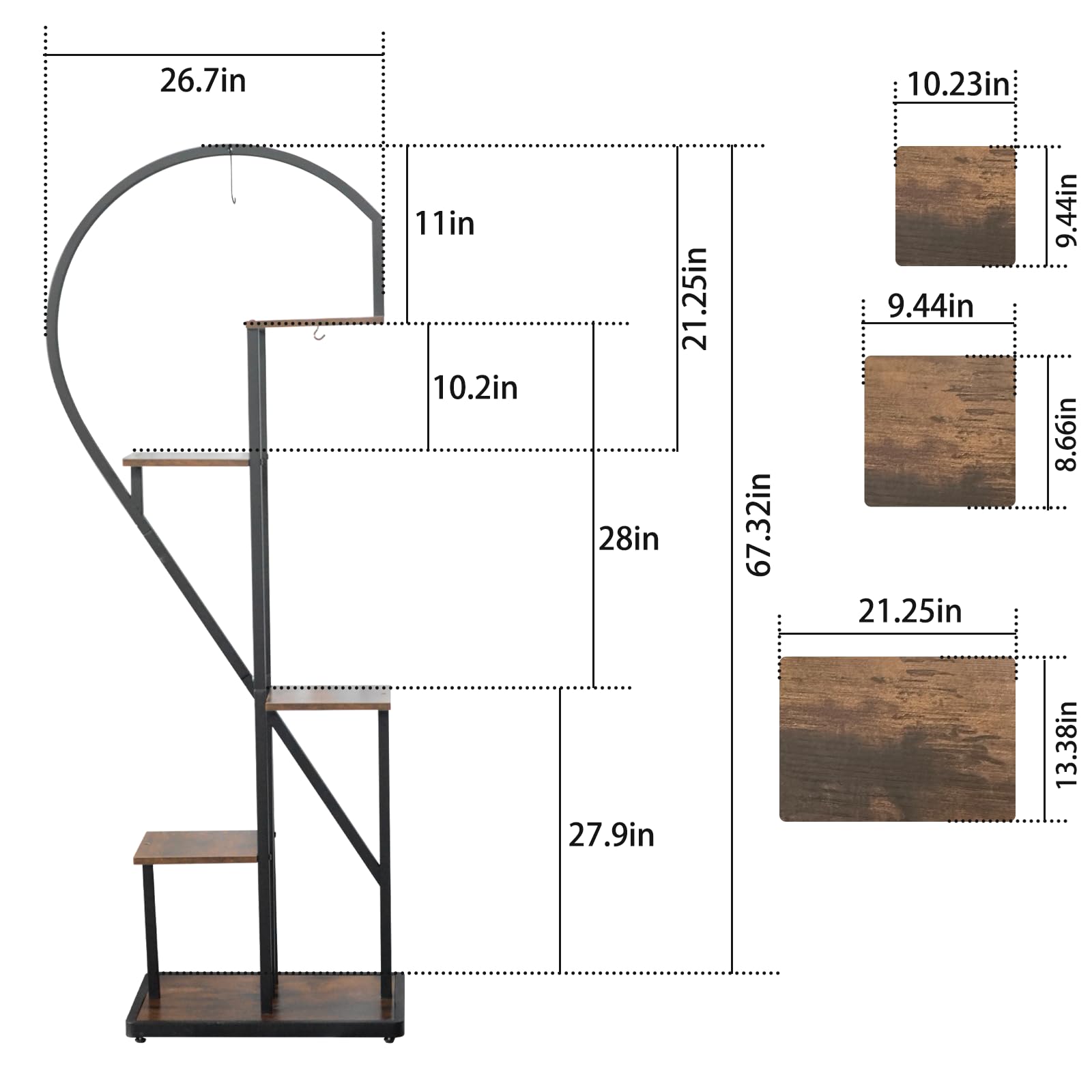 5-Tier Corner Plant Stand Indoor Tall Flower Shelves 2PCS