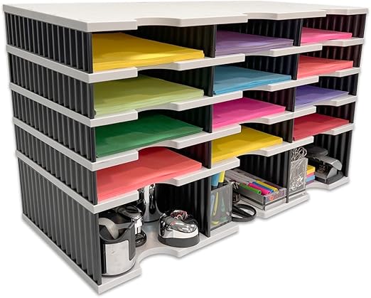 Desktop Organizer 9 Letter Tray Sorter with Riser Storage Base