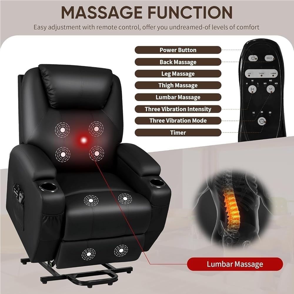 Power Lift Recliner Chair with Massage and Heat