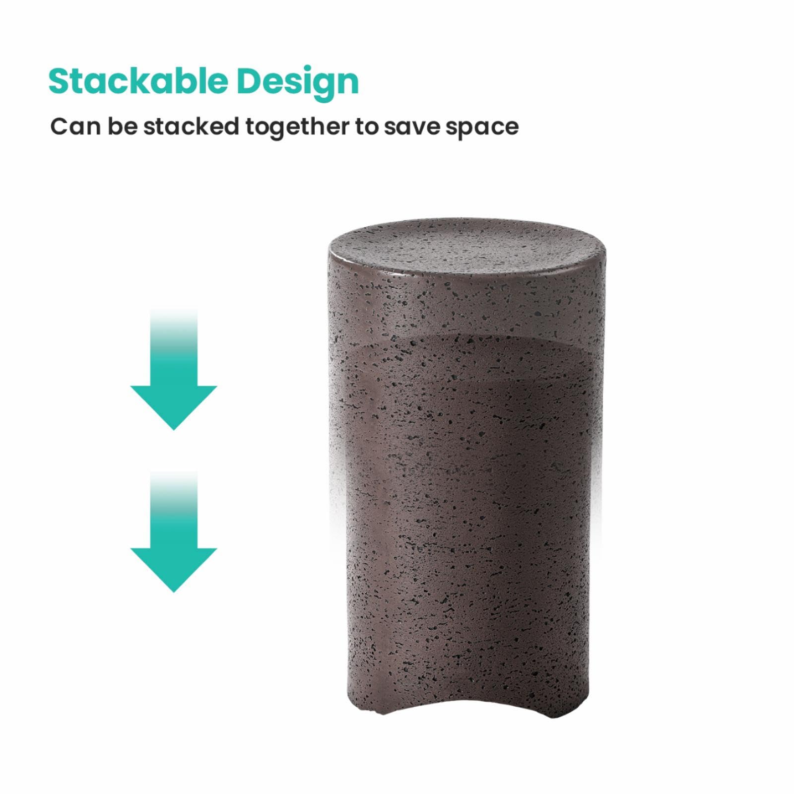 Concrete Side Table Set of 2 Round Nesting Outdoor End Tables