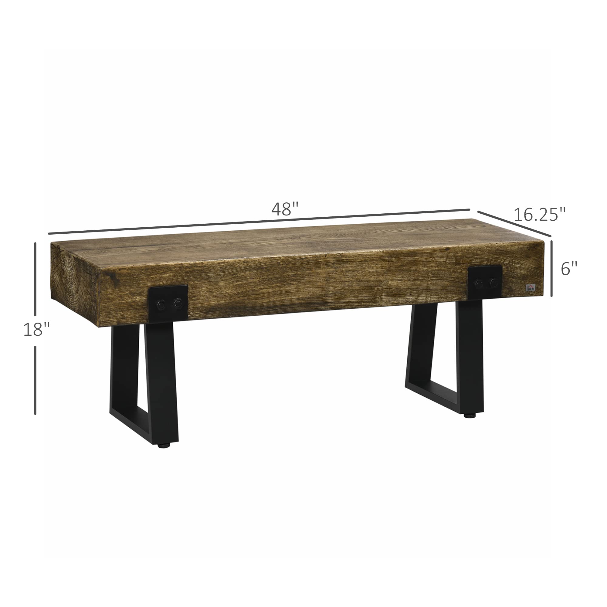 Garden Bench with Metal Legs and Wood Effect Concrete Top