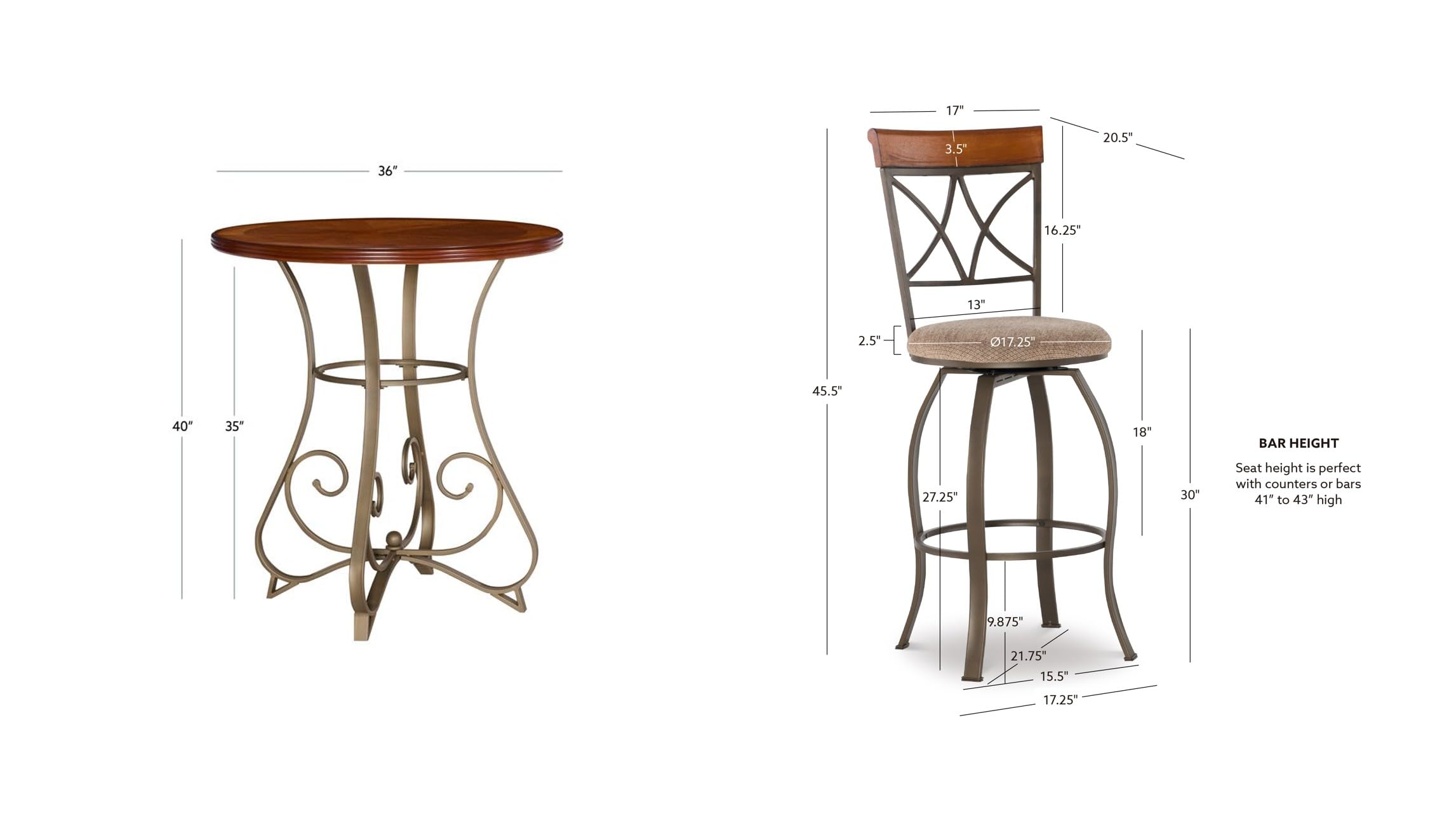 Hamilton Pub Set Bar Height Table