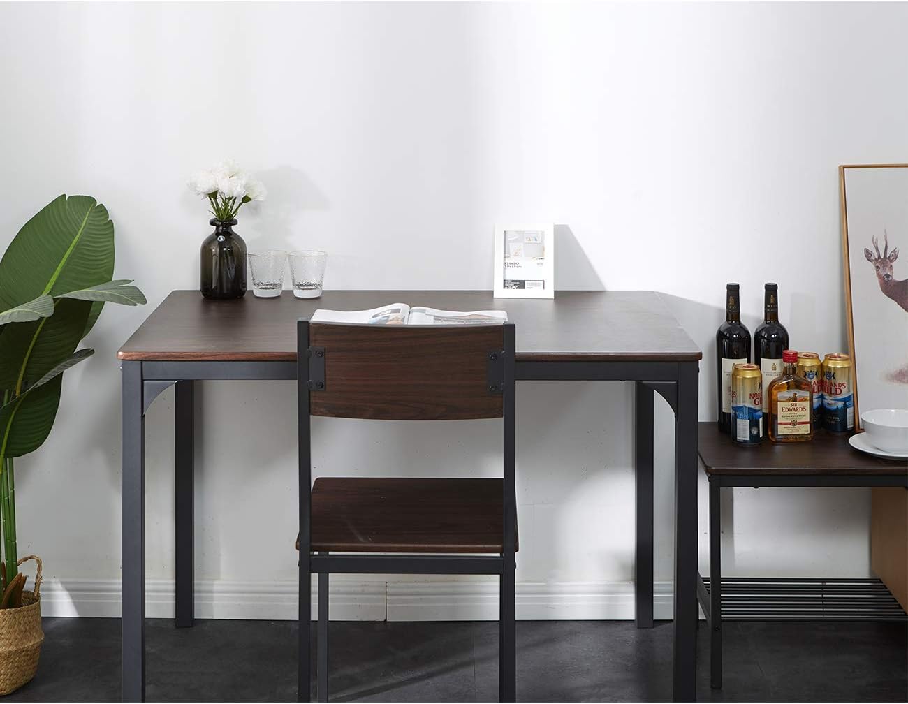 Dining Table Set with Bench and Chairs for 3-4 Persons