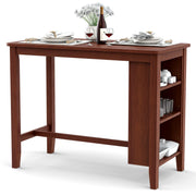 Counter Height Bar Table with 3-Tier Storage Shelves