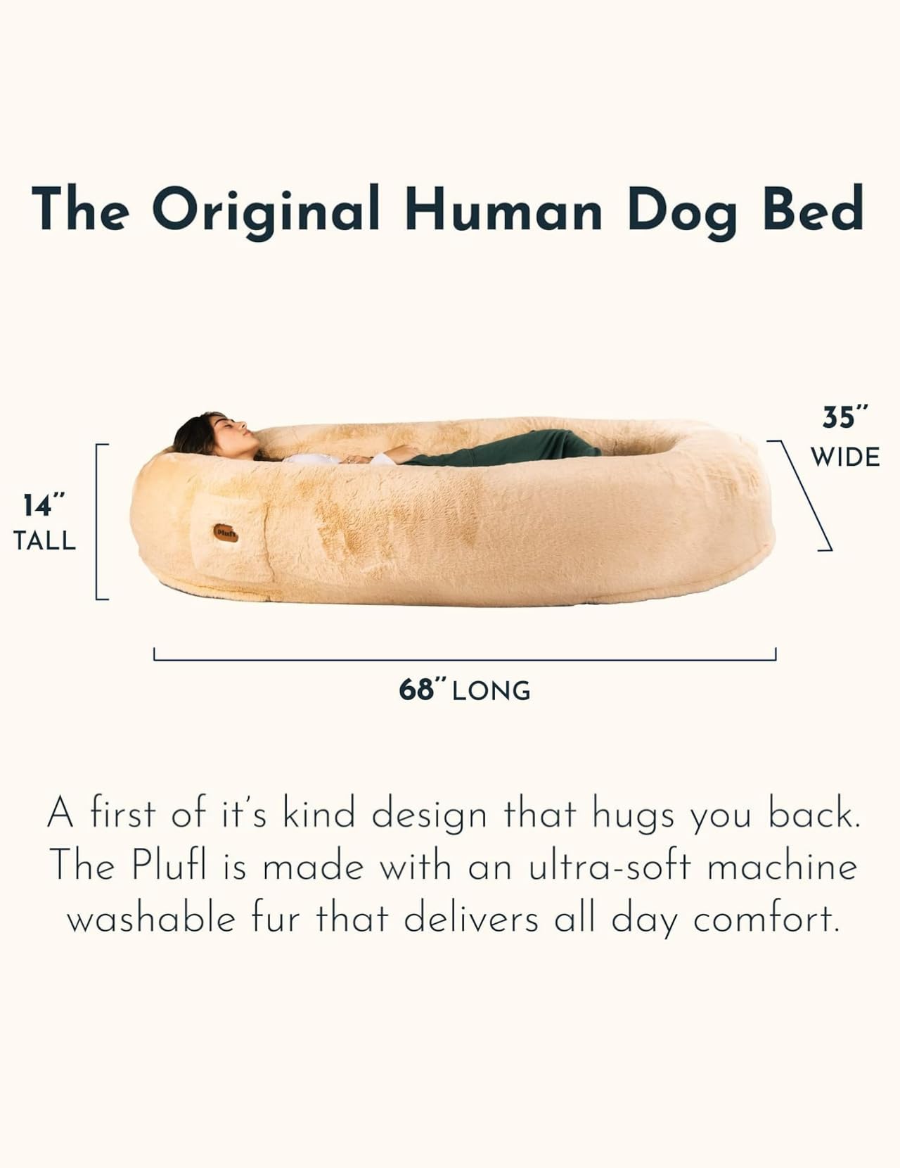 Human Dog Bed - Memory Foam Bean Bag with Plush Bolsters