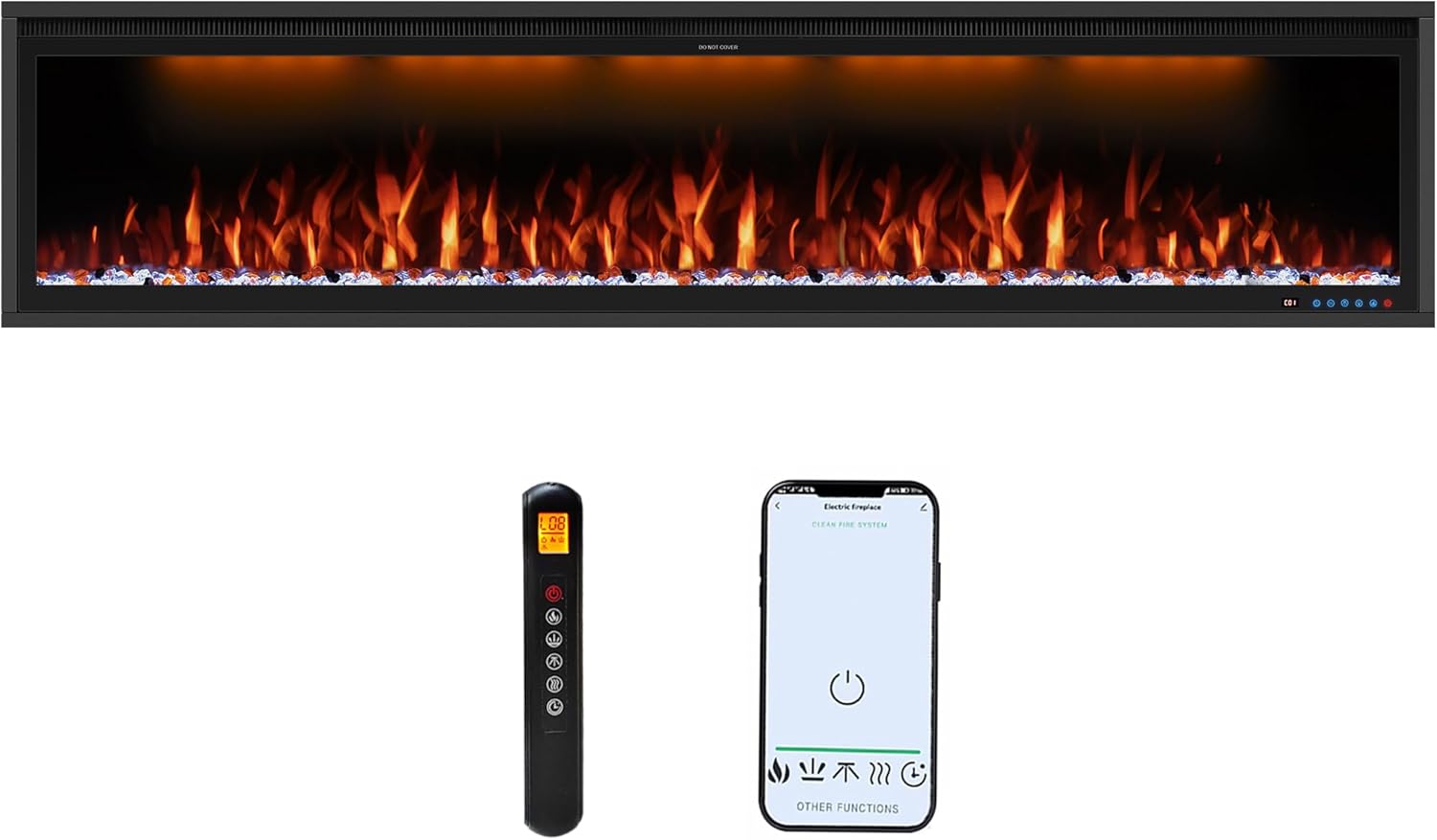 60" WiFi-Enabled Electric Fireplace Insert with App Control