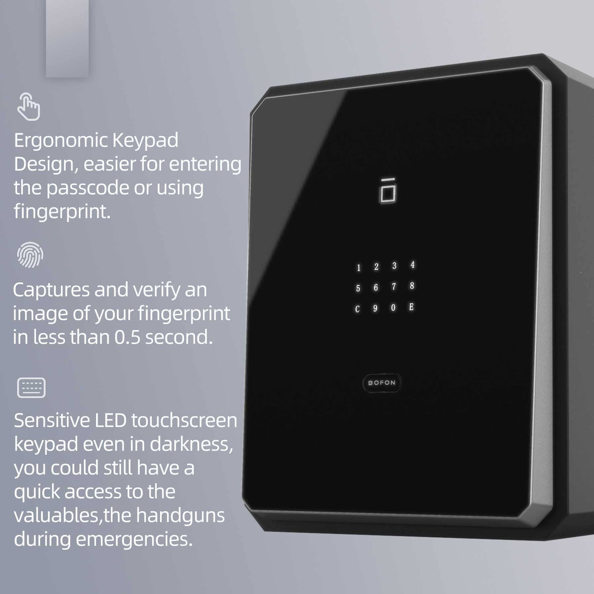 Fingerprint Biometric Home Safe 2.1 Cubic Feet